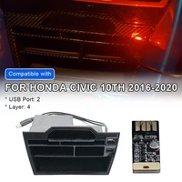 console storage box coins trays cards organizer with dual usb outlet cable for honda civic 2016 2020 car accessories interior