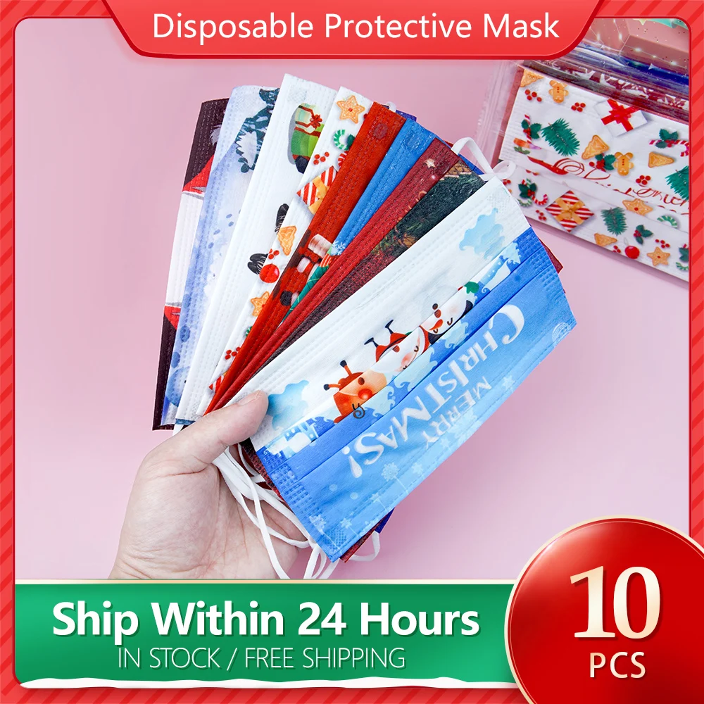 

Christmas Mask Adult Disposable Face Mask 3 Layers Anti Dust Navidad Mascarillas Quirurgicas Noel Masque Chirurgical Mascara