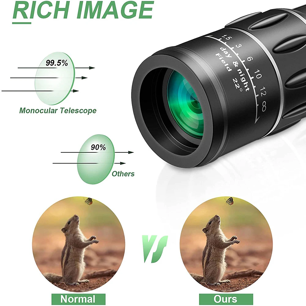 Монокулярный бинокль 16х52 портативный высокого качества дальность 66/8000 м