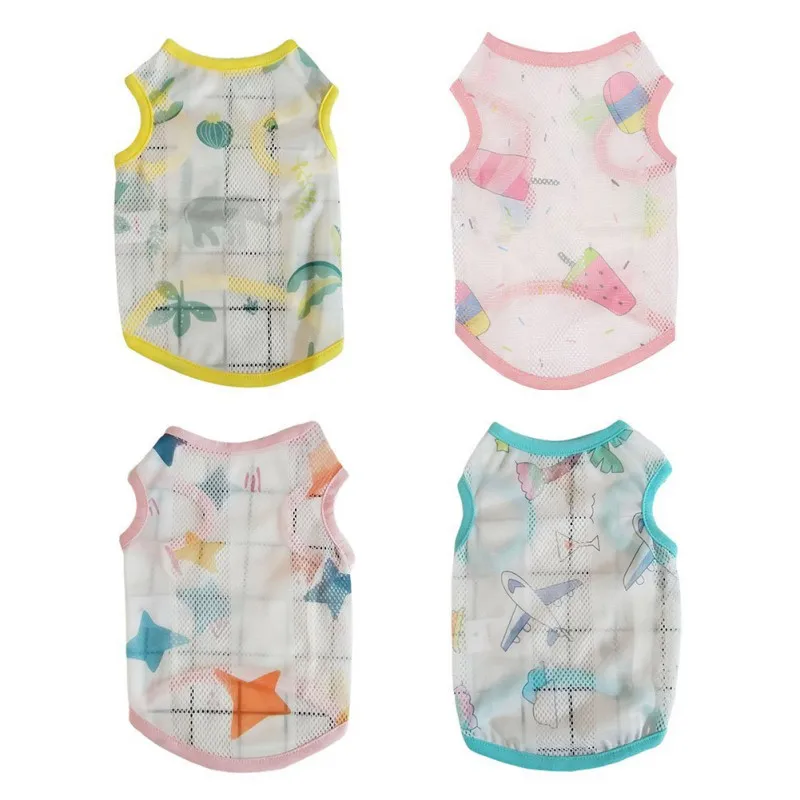 

Летние дышащие футболки для домашних животных, одежда для щенков, маленьких собак, жилет для домашних животных, кошек, хлопковая одежда без ...