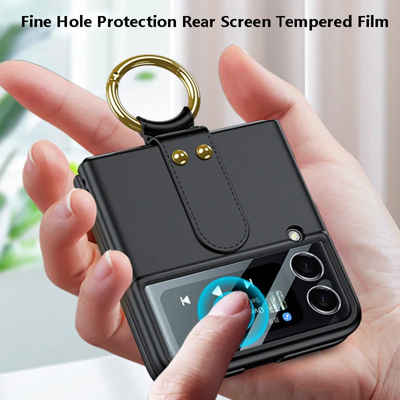 New Ring Holder Case For Samsung Galaxy Z Flip 3 5G Cover Protective Film Ultra-thin Case With Bracket Holder For Samsung Flip3