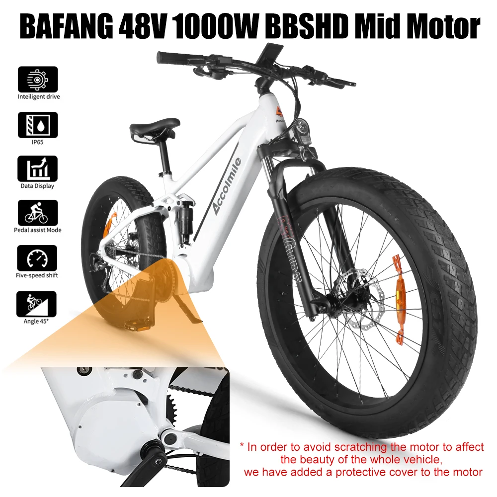 Billig 2020 Neue Elektrische Schnee Bike 1000W 4,0 Reifen Fett Strand Fahrrad 12,8 AH Lithium-LG Zelle Ebike Batterie 48V BBSHD Mitte Antrieb Motor Kit