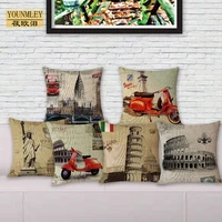 home decorative couch cushion new classical europe scenic building printed bedding pillows seat cushions pillowcase without core