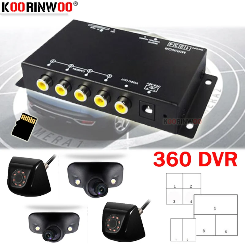 

Koorinwoo Switch Cable Car Dash Cam Safty 360 DVR Recorder Video Split Box Left Right Side Front Rearview camera IR Wide Angle