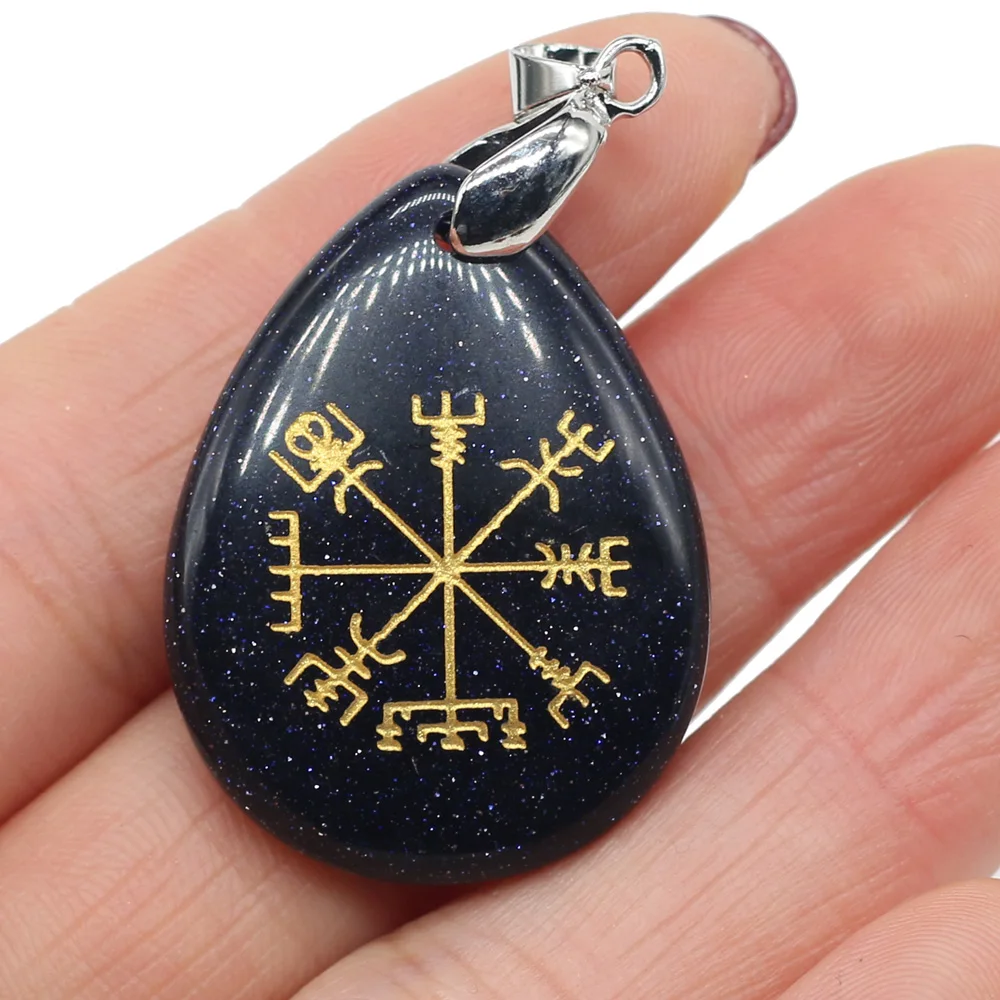 Подвеска с натуральными камнями в форме капли 25 х35 мм | Подвески