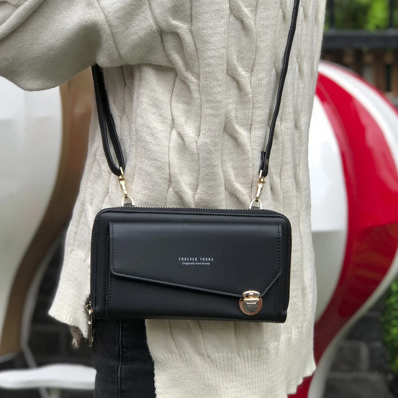 

Women's Wallet Solid Color Small Diagonal Bag Multi-Function Mobile Phone Long Paragraph Clutch Bag Purse Female 6 Color
