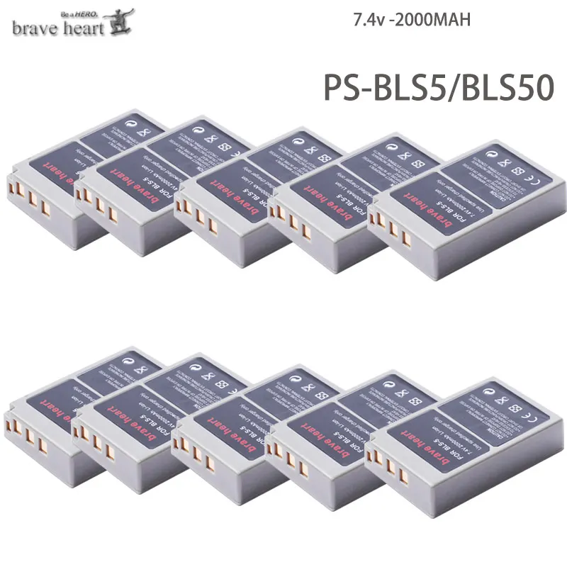 10x NP-BLS50 BLS-5 Батарея BLS5 PS-BLS5 BLS1 батареи для цифровой камеры OLYMPUS E450 E600 E620 EP1 EP2 EP3 EPL1 EPL2 EPL3 EPM2 EPL5 EPL6