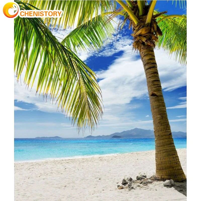

CHENISTORY 5D DIY Diamond Painting Coconut Trees Diamond Embroidery Sale Flower Rhinestone Picture Home Decor Crafts Diamond Art