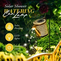 led solar shower watering can string lamp garden art metal iron waterproof art water sprinkle kettle light landscape decoration