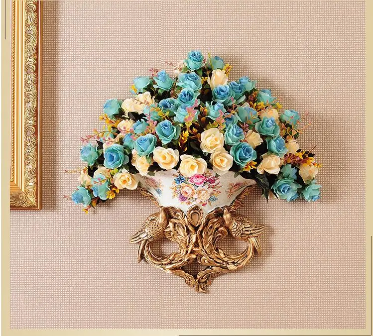 Настенная ваза + искусственный цветок в европейском ретро стиле декор для отеля