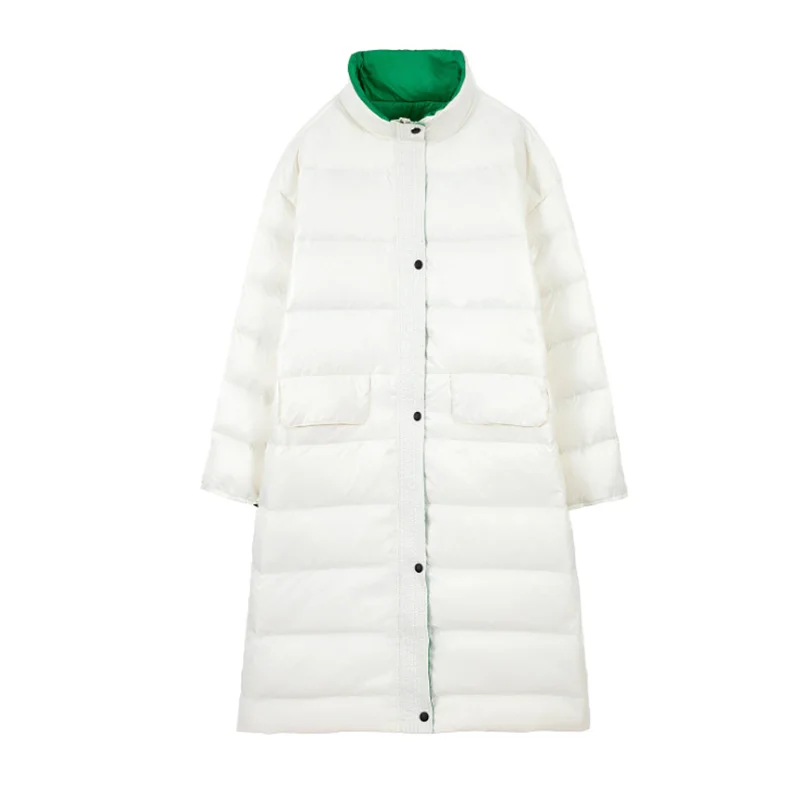 

2019 new style light down jacket medium and long style loose over knee women coat Korean version fashion hoodless lady clothes