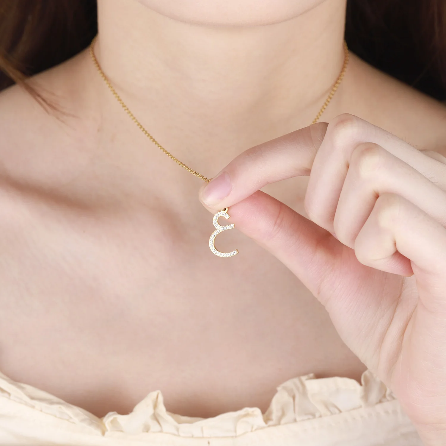 MYDIY Initial Necklace In Arabic Letter 925 Stering Silver Point drill   Pendant Unique Necklace Jewelry 2021 TREND Friends Gift