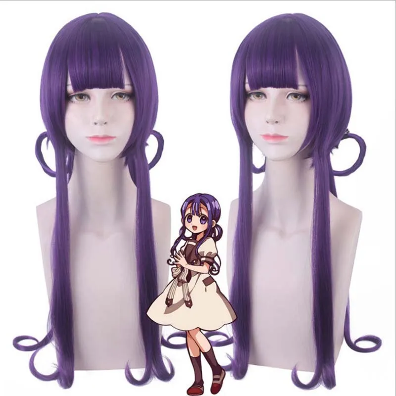 

Purple Long Wig Halloween Costume Accessories Carnival Headwear Akane Aoi Anime Wigs Toilet-Bound Hanako-Kun Cosplay Hair