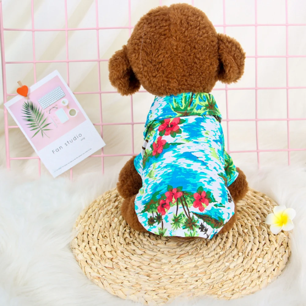 Летняя Пляжная рубашка с цветочным принтом для питомцев Повседневная пляжная