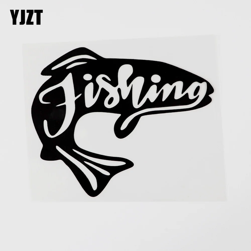 

YJZT, 14 см х 11,4 см, модная виниловая наклейка с графическим рисунком для рыбалки, черная/Серебристая Наклейка 8C-0103