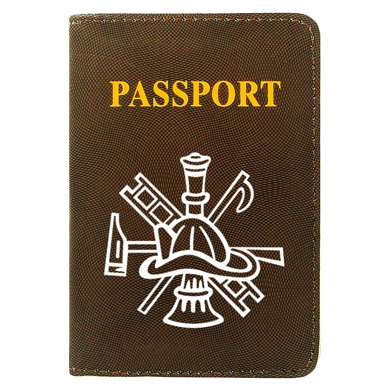 

Fashion Women Men Passport Cover Pu Leather Firefighter Symbol Printing Travel ID Credit Card Holder Packet Wallet