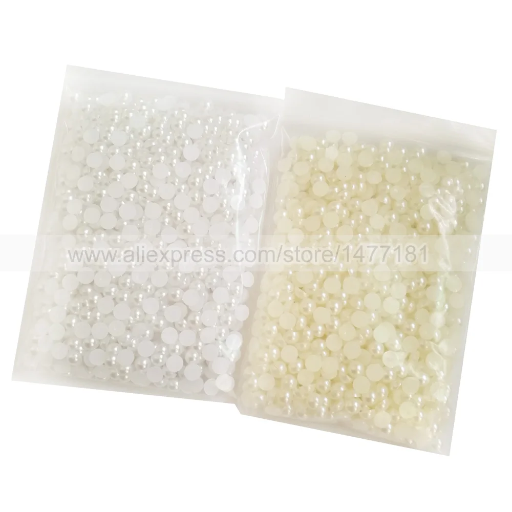 Полукруглые жемчужины 500 шт. Белый/цвет слоновой кости 5 мм искусственный