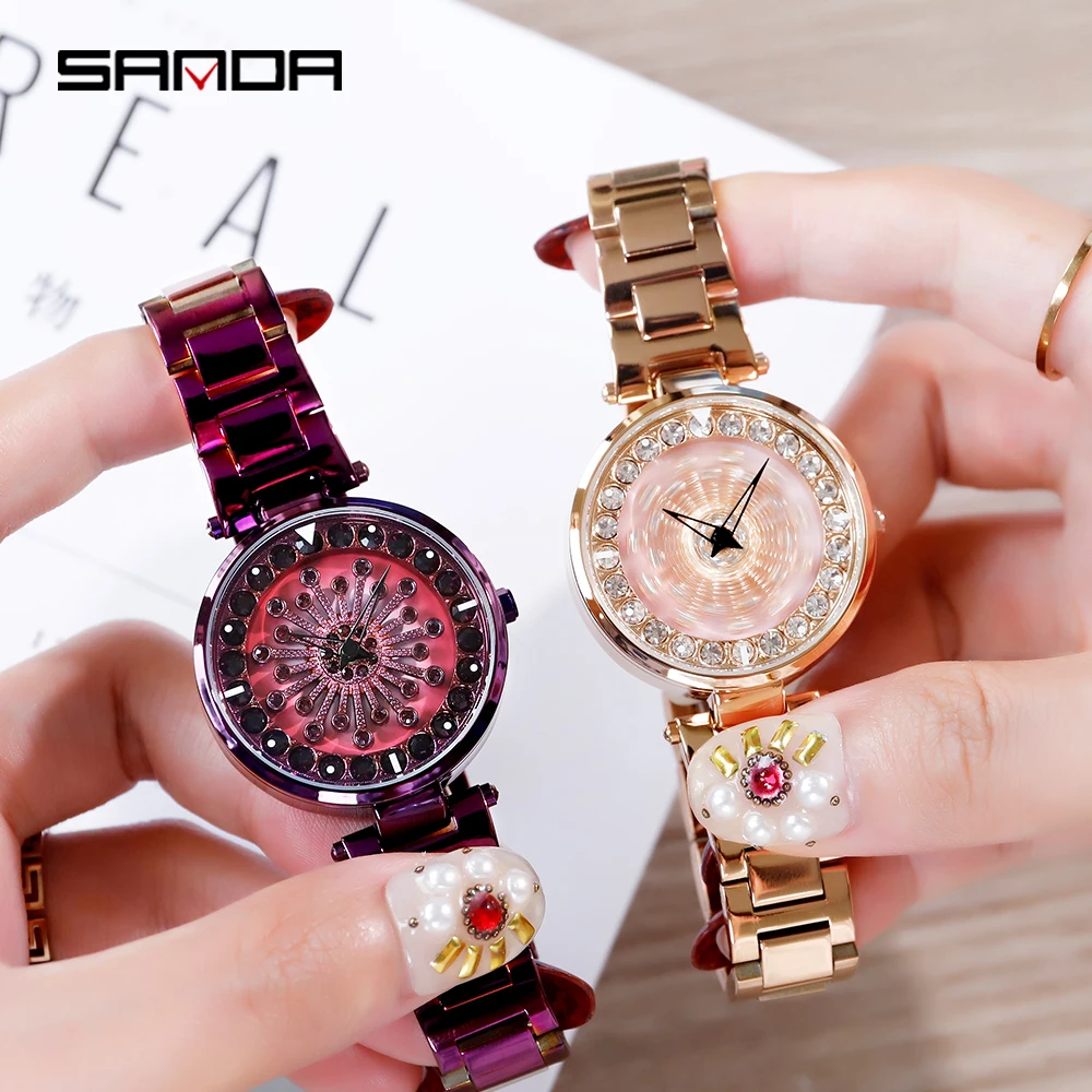 

te lopen horloge meisje ins wind niche mode diamant netto rood met studenten waterdichte luxe staal riem vrouwen horloge