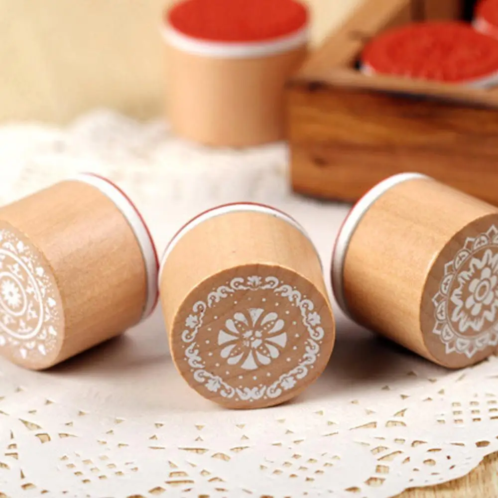 6 шт. деревянные штампы Мандала винтажные кружевные резиновые круглые свадебные