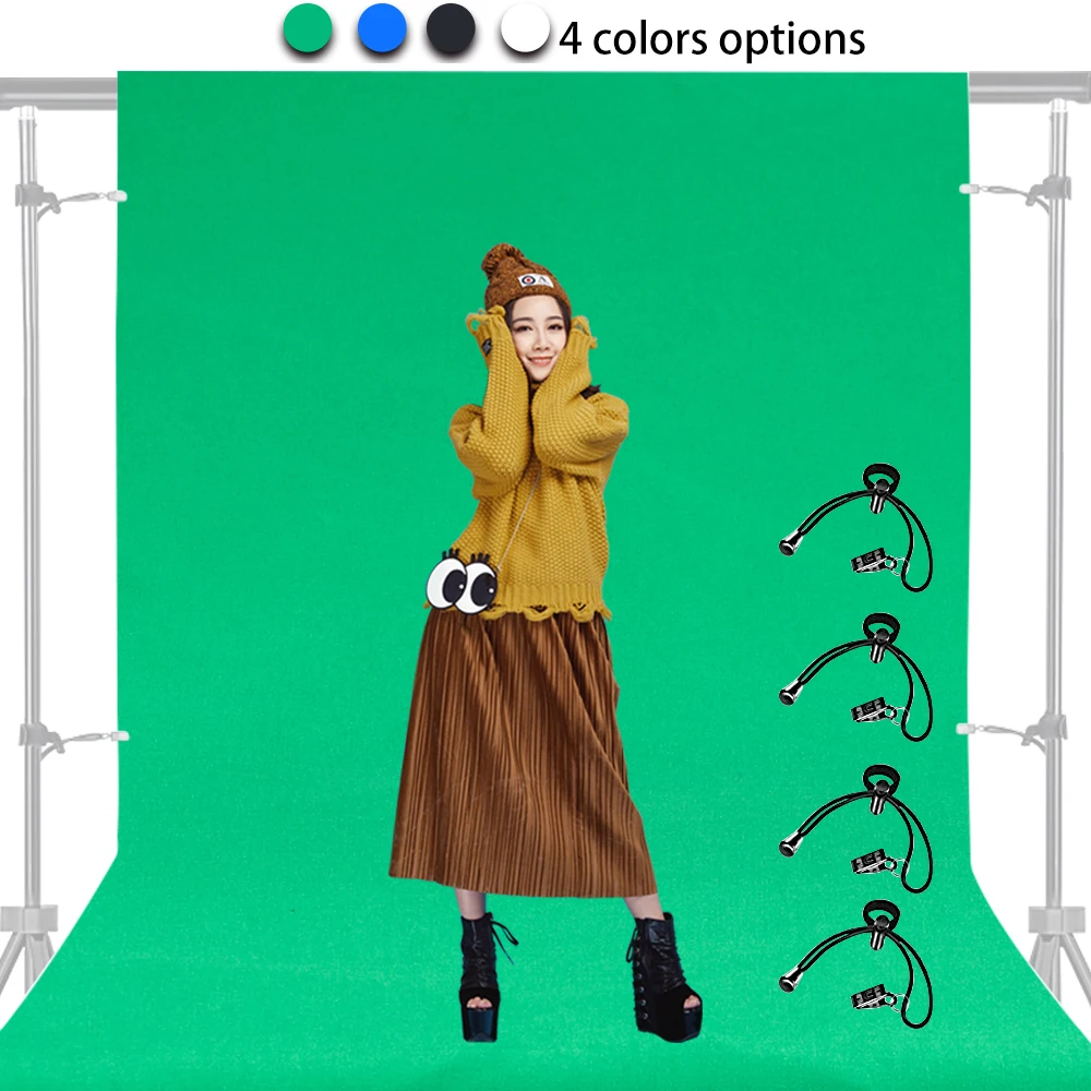 Background for Photography Polyest Backdrop Green Screen + 4 Clamps Photo Kit Video Studio Shooting | Электроника