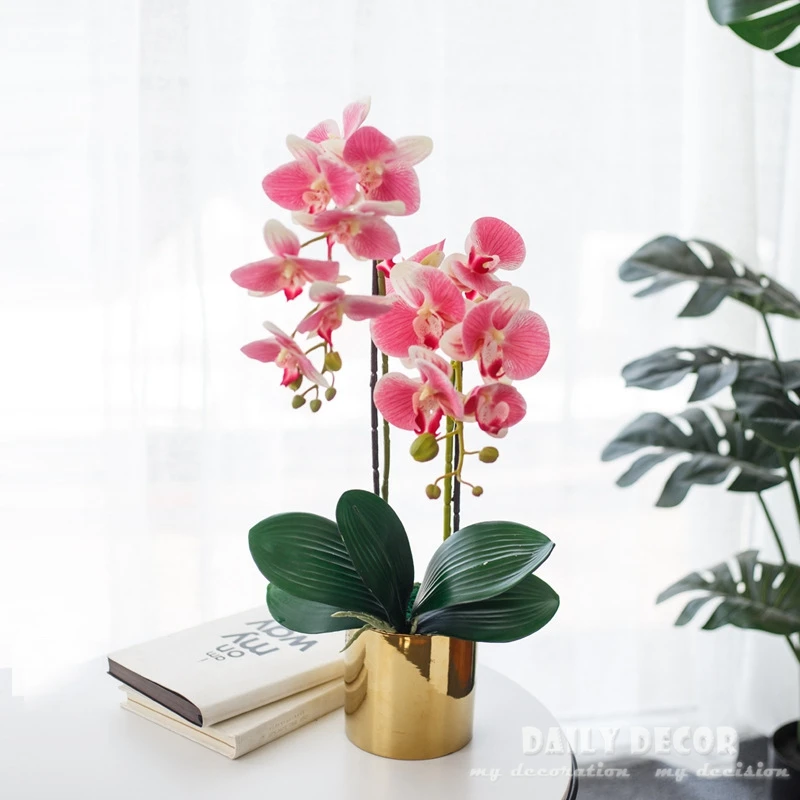 Реалистичные на ощупь/войлочные искусственные орхидеи цветочные горшки ручной