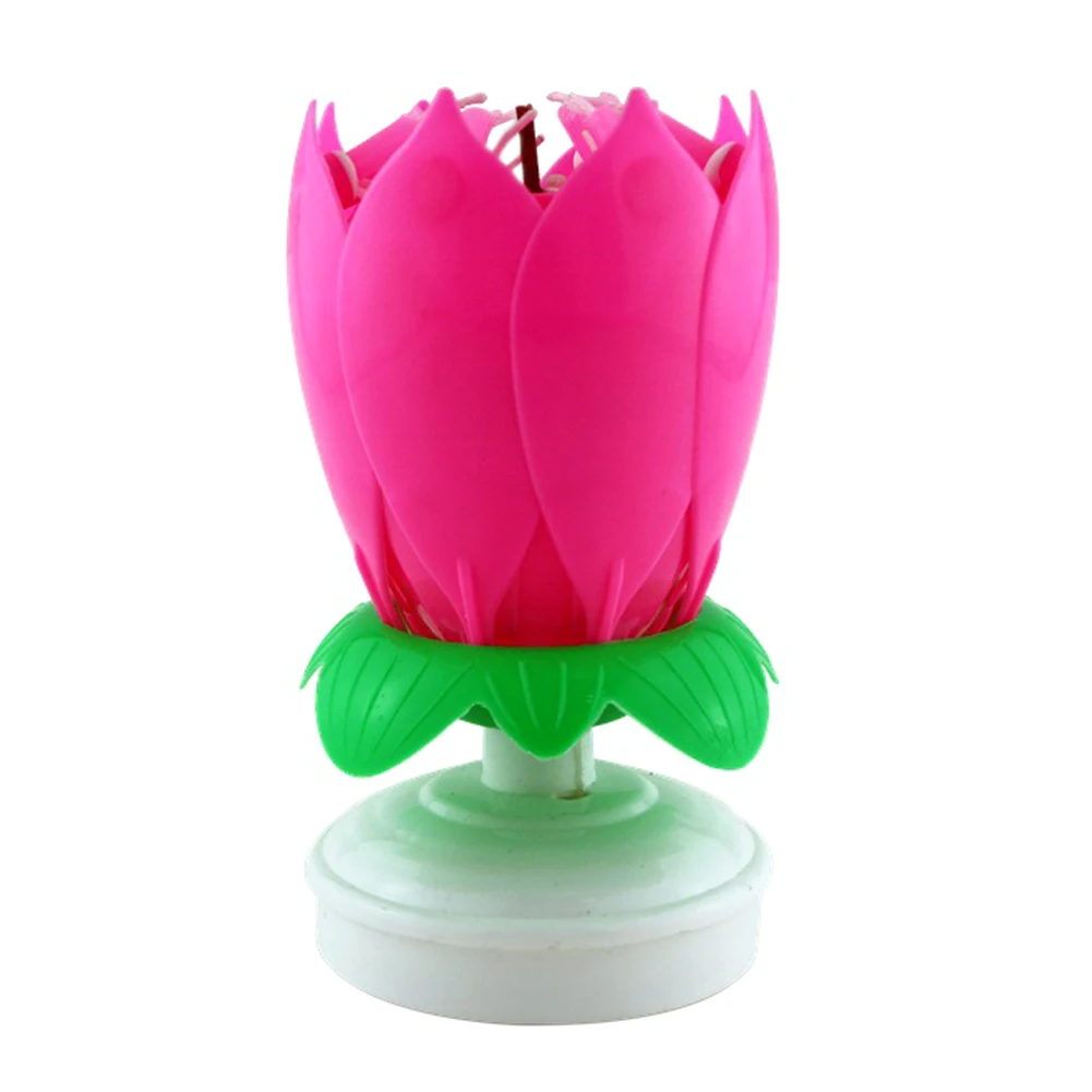 Electronic Upgrade Multicolor Rotating Lotus Cake Candle Music Birthday Wedding Candles TSL1 | Дом и сад