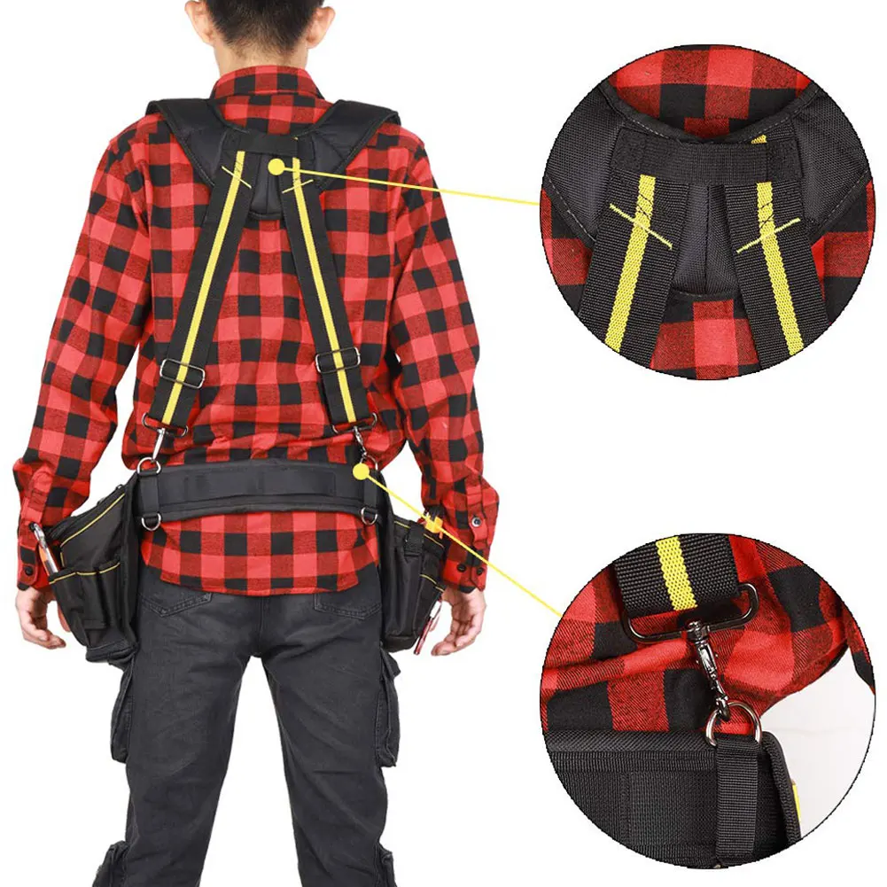 

X-type Design Padded Heavy Duty Work Tool Belt Braces Suspenders For Reducing Waist Weight Tool Pouch Adjustable Strap Tool bag