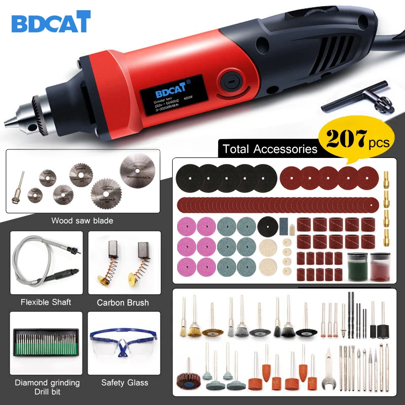 BDCAT 400 Вт высокомощные инструменты, электрическая шлифовальная машина, мини-дрель с переменной скоростью, шлифовальные вращающиеся инструменты, машина с аксессуаром Dremel