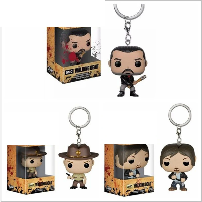 FUNKO Ходячие мертвецы иероглифы Рик Неган Дэрил Карманный Брелок ПВХ экшн фигурки