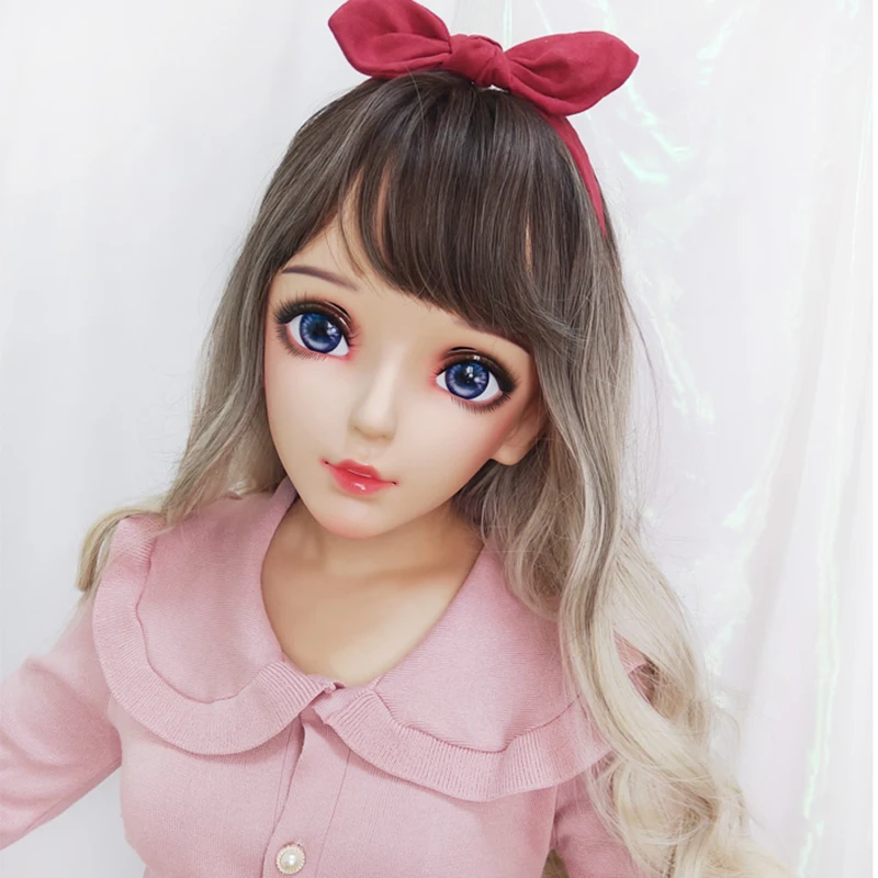 (Nan01) Женская милая девочка каучуковая полуголовая Kigurumi BJD маска для косплея