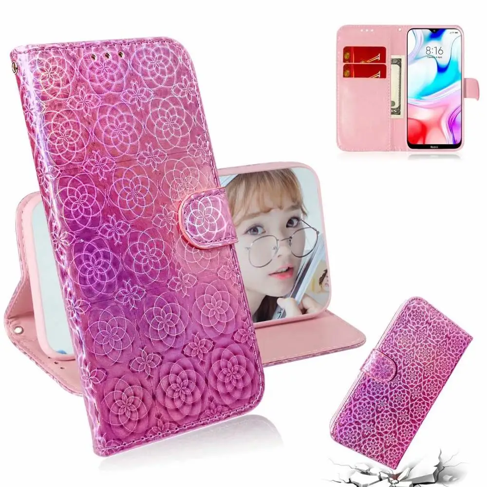 

For Xiaomi mi A3 Redmi Note 6 7 7A Pro CC9 CC9E K20 Pro 3D Leather Colorful Case Coque Shiny Glitter Print Cover Card Slots Book