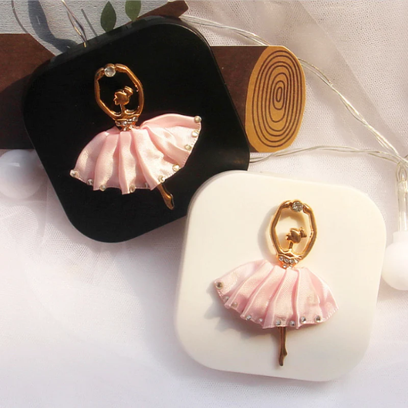 

Dancing Girl Contact Lens Case With Mirror For Girl Contact Lenses Box Holder Container Cute Lovely Travel Kit Box Women