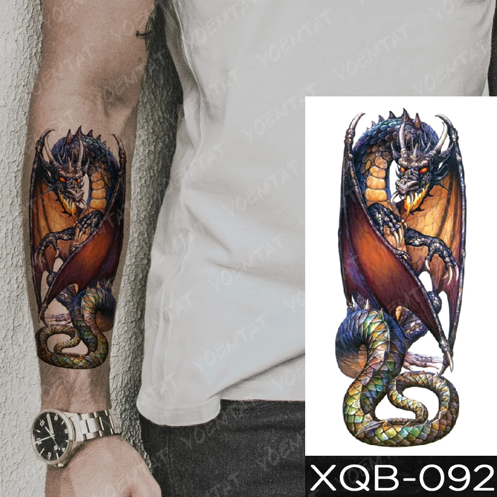 

Dragon Tattoo Temporary Tattoos For Women Sleeve Men Boys Cool Stuff Glitter Transfer Realistic Human Body Art Tatoo Dragon Wing