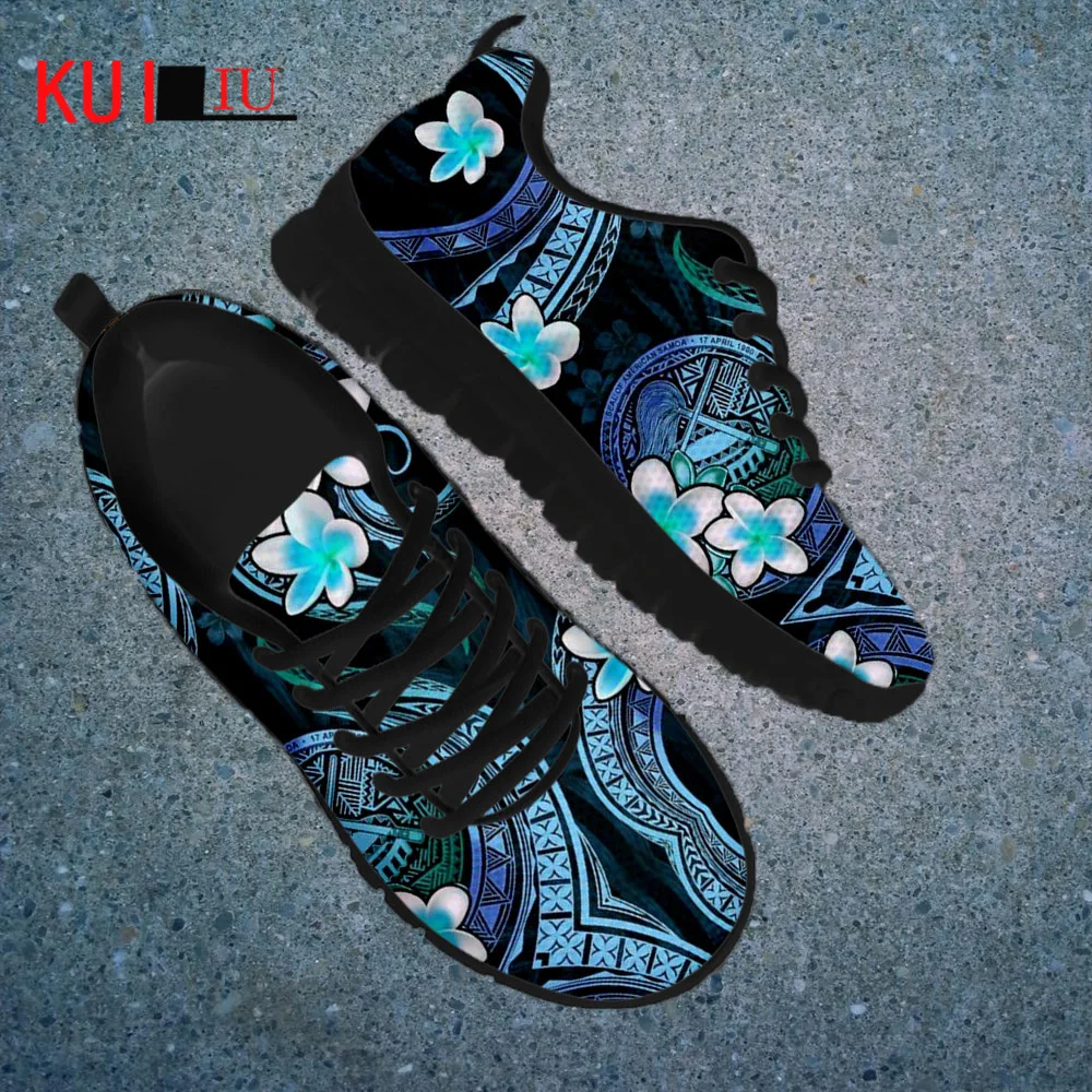

KUILIU винтажные женские кроссовки на шнуровке, гавайская Полинезия, Плюмерия, сетчатая женская обувь, легкая Повседневная прогулочная обувь, ...