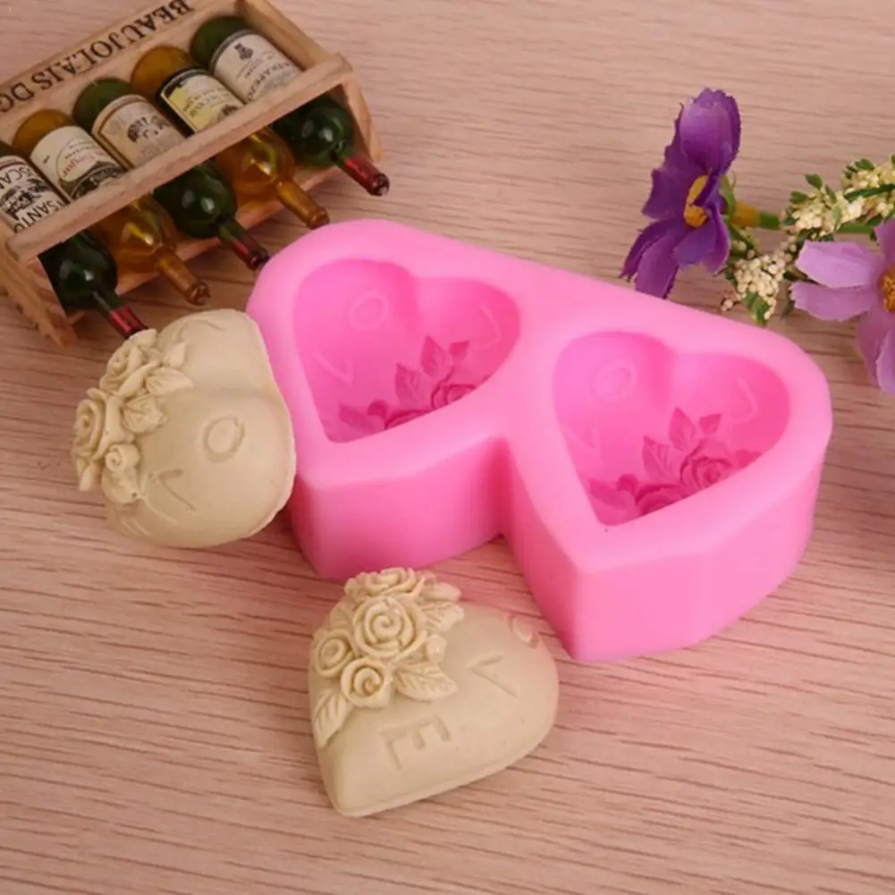 

Heart Shaped Rose Silicone Mold 3D Soap Mold Fudge Decoration Baking DIY Mold Tool Soap Chocolate Mold Cake Candy Handmade P3P2