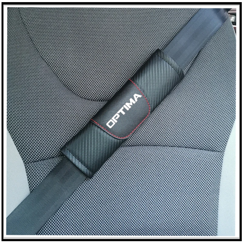 

For Kia Optima Car Seat Belt Shoulders Pads Covers Cushion Carbon Fiber Leather Safety Shoulder Protection Seat Belt