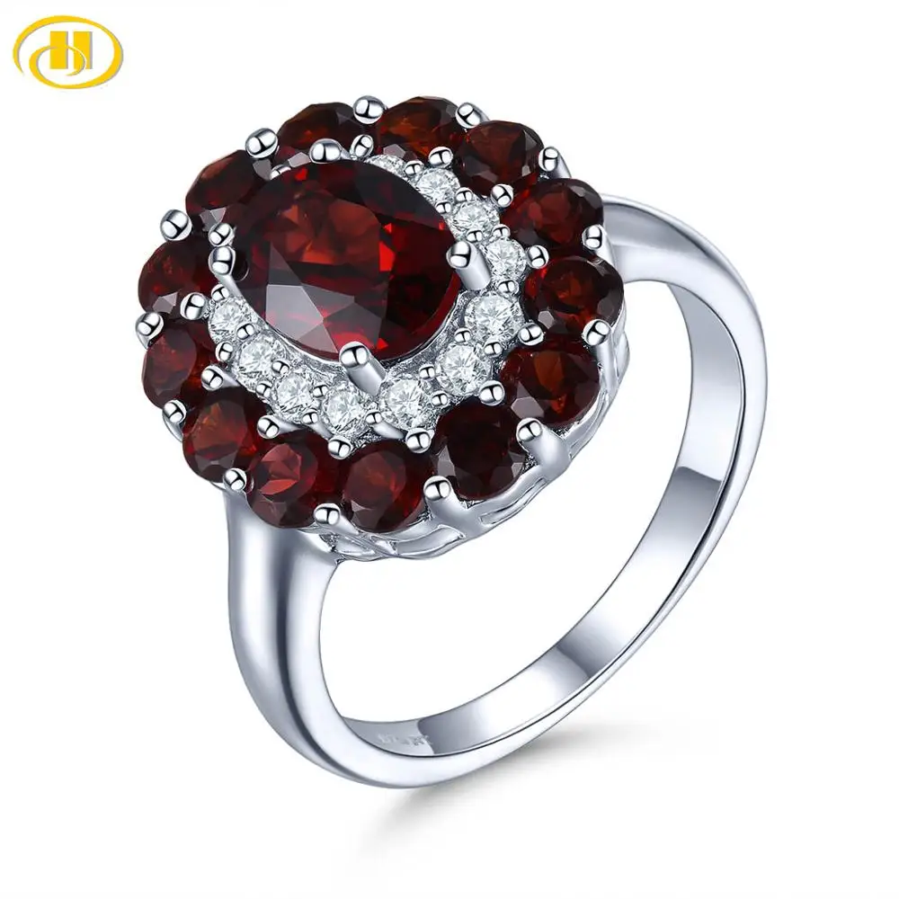 Hutang Natural Mozambique Garnet 925 Silver Ring Red Gemstone Solid 925 Sterling Silver Vintage Rings Fine Elegant Women Jewelry