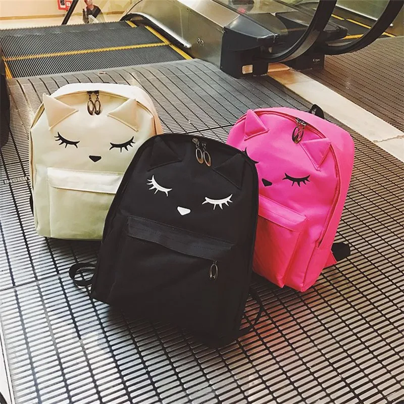Модный холщовый рюкзак с вышивкой и принтом кошки рюкзаки для девочек-подростков