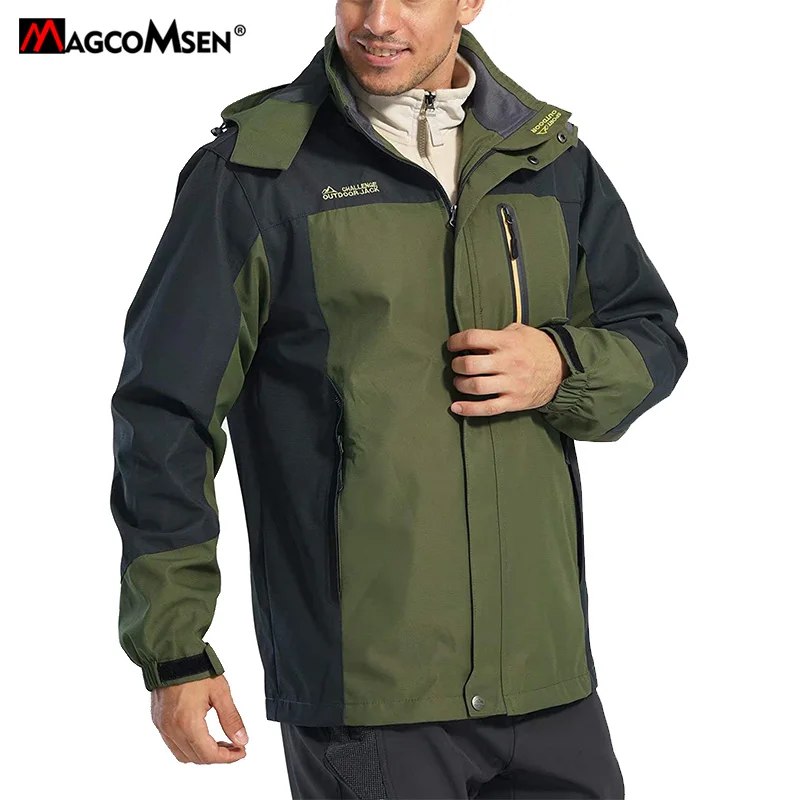 MAGCOMSEN Men Jackets 2021 New Autumn Outdoor Windproof Waterproof Hooded Coat with Multi Pockets Windbreaker for Hiking Fishing | Мужская
