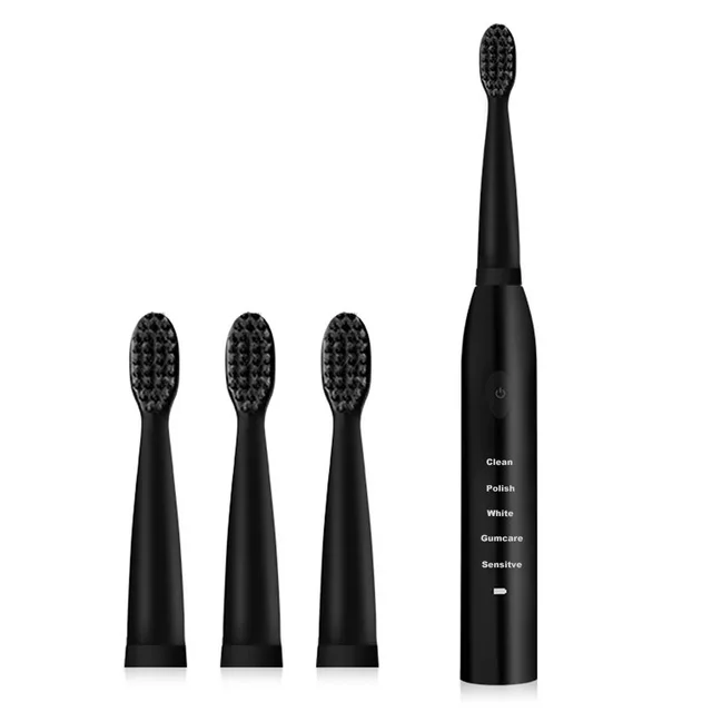 4 Pcs Brushhead Мощная ультра звуковая электрическая зубная щетка USB зарядка перезаряжаемая зубная щетка моющаяся электронная отбеливающая зубная щетка - Color: 4 Pcs Brushhead