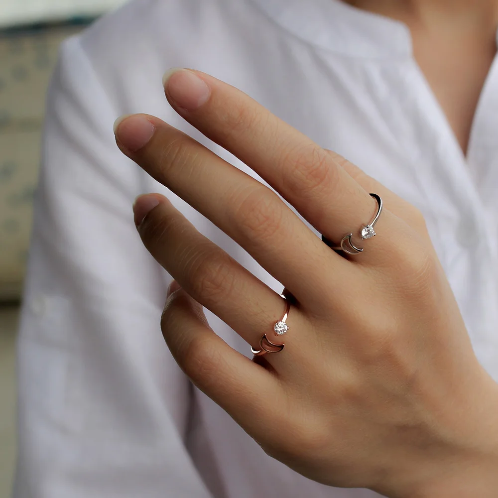 Женское кольцо Trusta из серебра 100% пробы с розой и Луной|Кольца| |