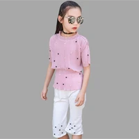 kids summer clothes for girls chiffon top pants 2 pcs casual kids clothes teenage clothes for teen girl 6 10 12 years