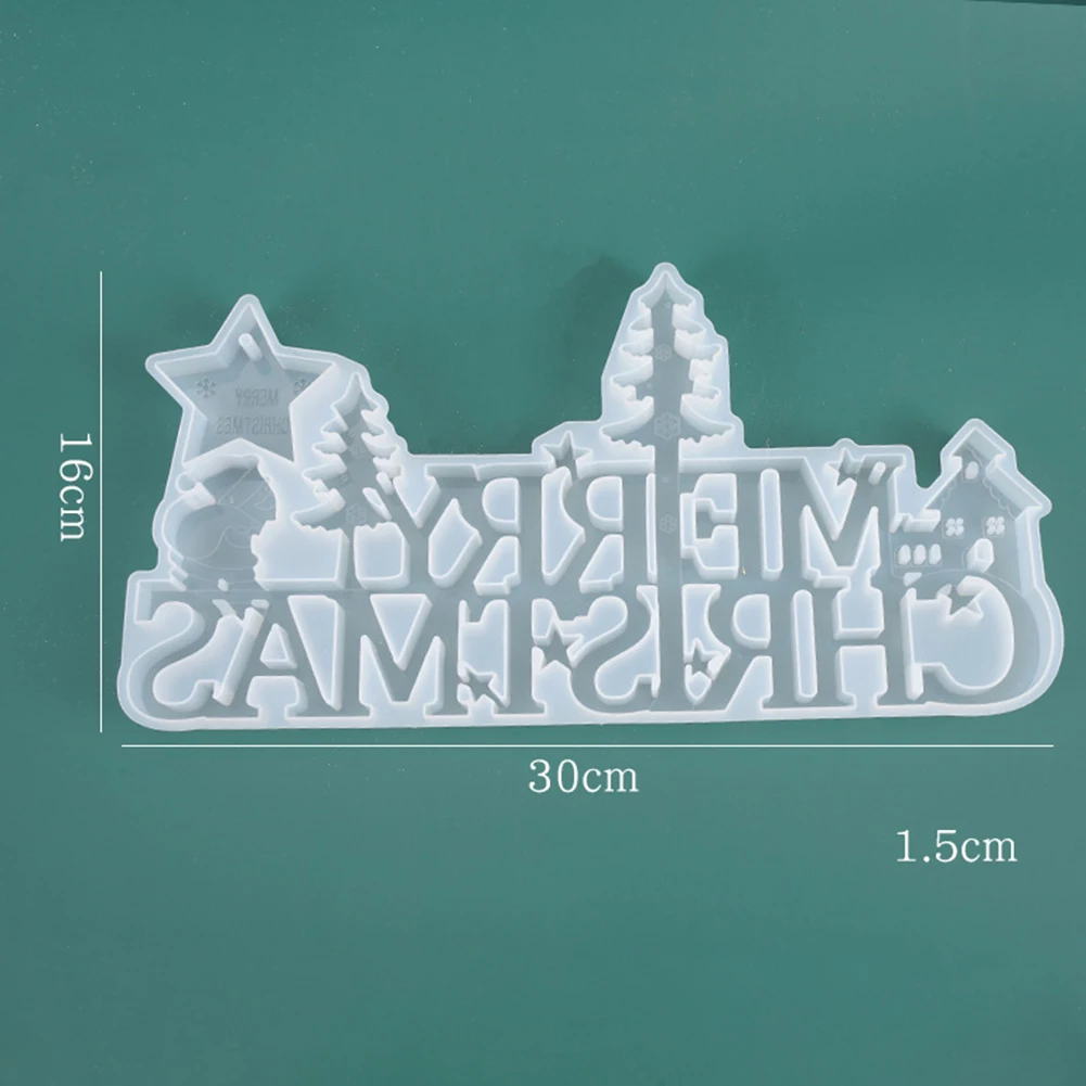 

Merry Christmas English DIY Casting Mirror Silicone Mold Ornament Making Tool Casting Tools