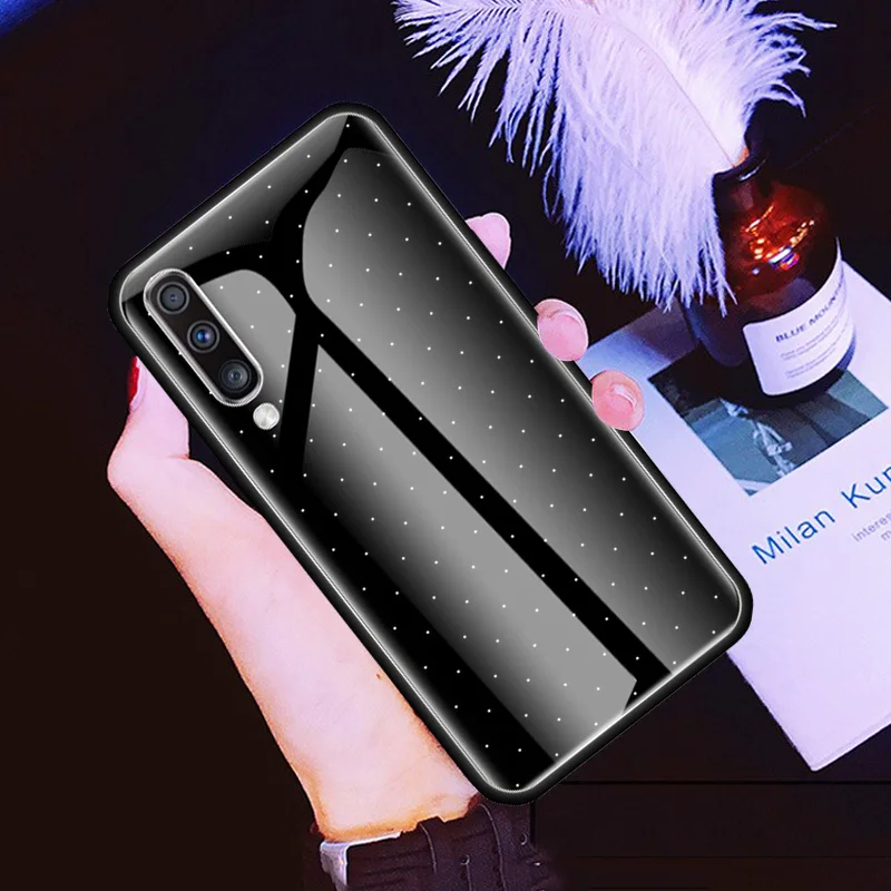 

Black and White Polka Dot Glass Phone Case for Samsung Galaxy A51 A71 5G A50 A70 A31 A21s M31 A30 A91 A41 M51 M30s A40 Cover