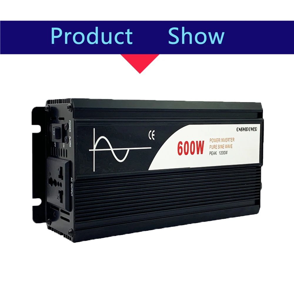 600 Вт Чистая синусоида солнечный инвертор переменного тока DC 12V 24V 48V к переменному току 110V 220V(Пиковый 1200 Вт