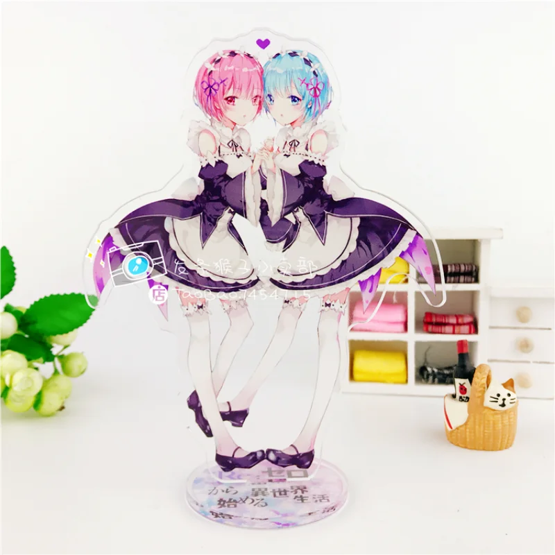 Japan Anime Re Zero kara Hajimeru Isekai Seikatsu Rem Ram Emilia Cosplay Acrylic Stand Figure Double Sided Desk Decor 15cm | Тематическая