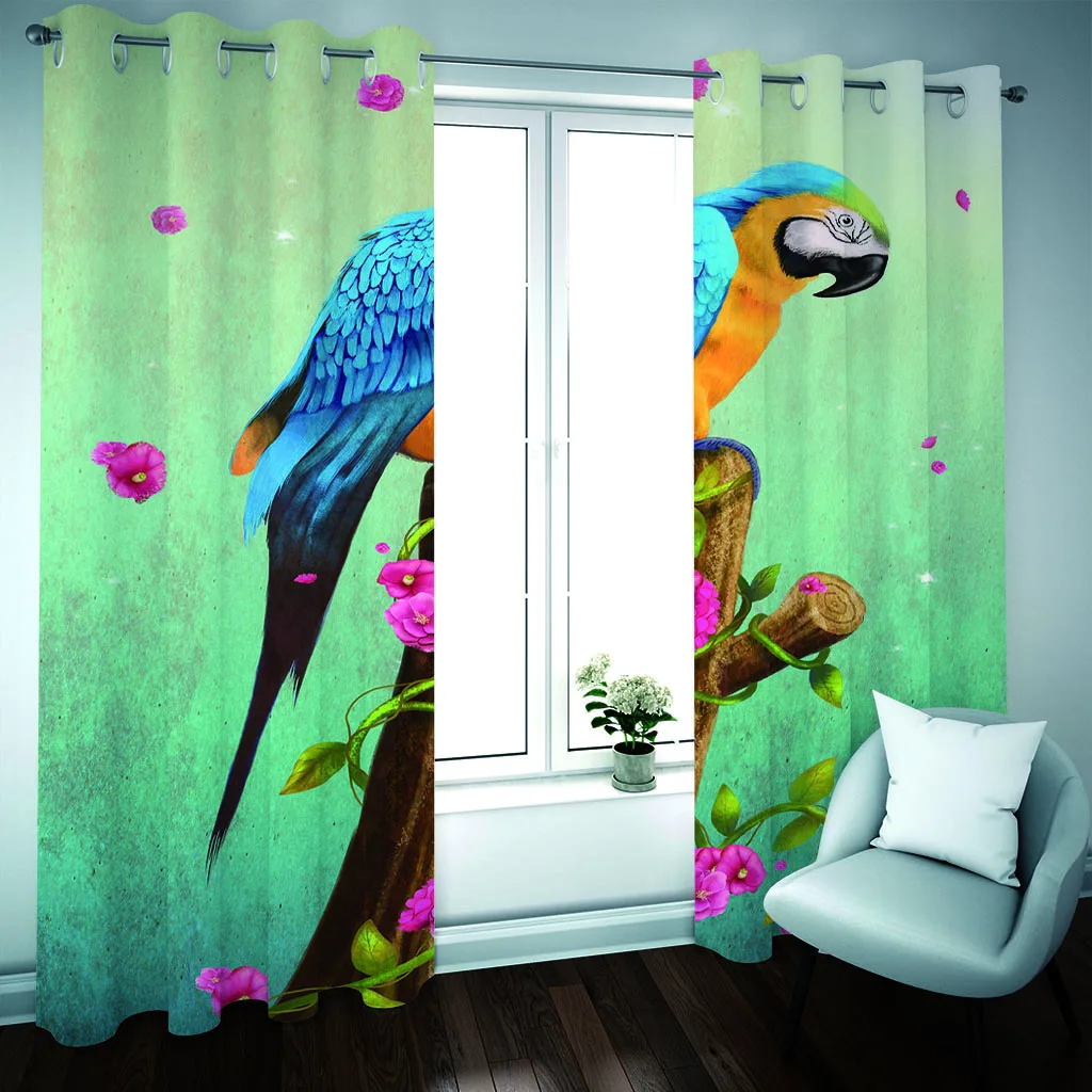 

Luxury Blackout 3D Curtains For Living room Bedding room Office green curtains birds curtain