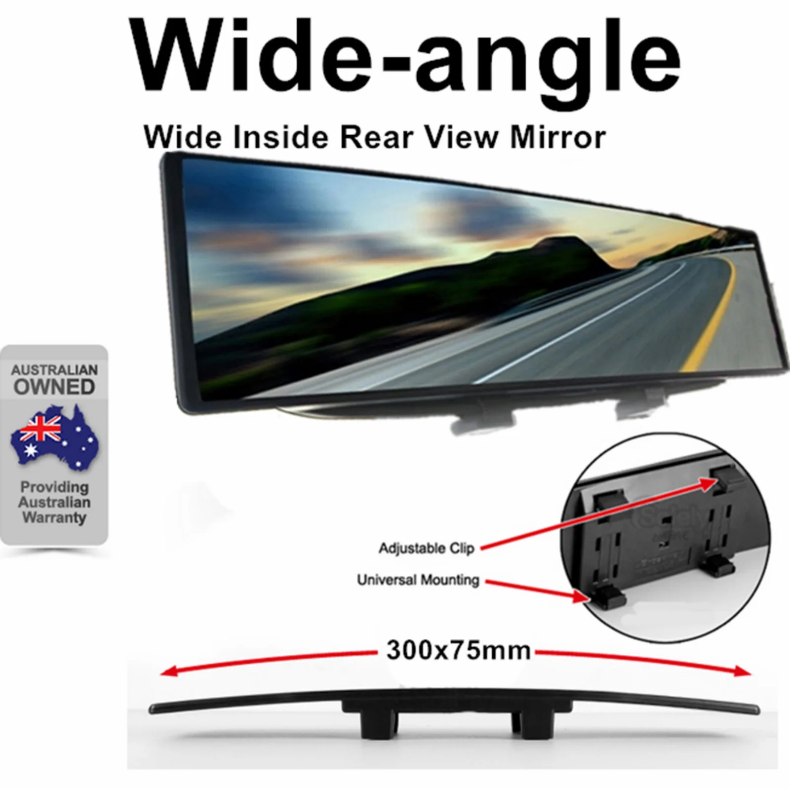 Универсальное антибликовое широкоугольное выпуклое зеркало заднего вида