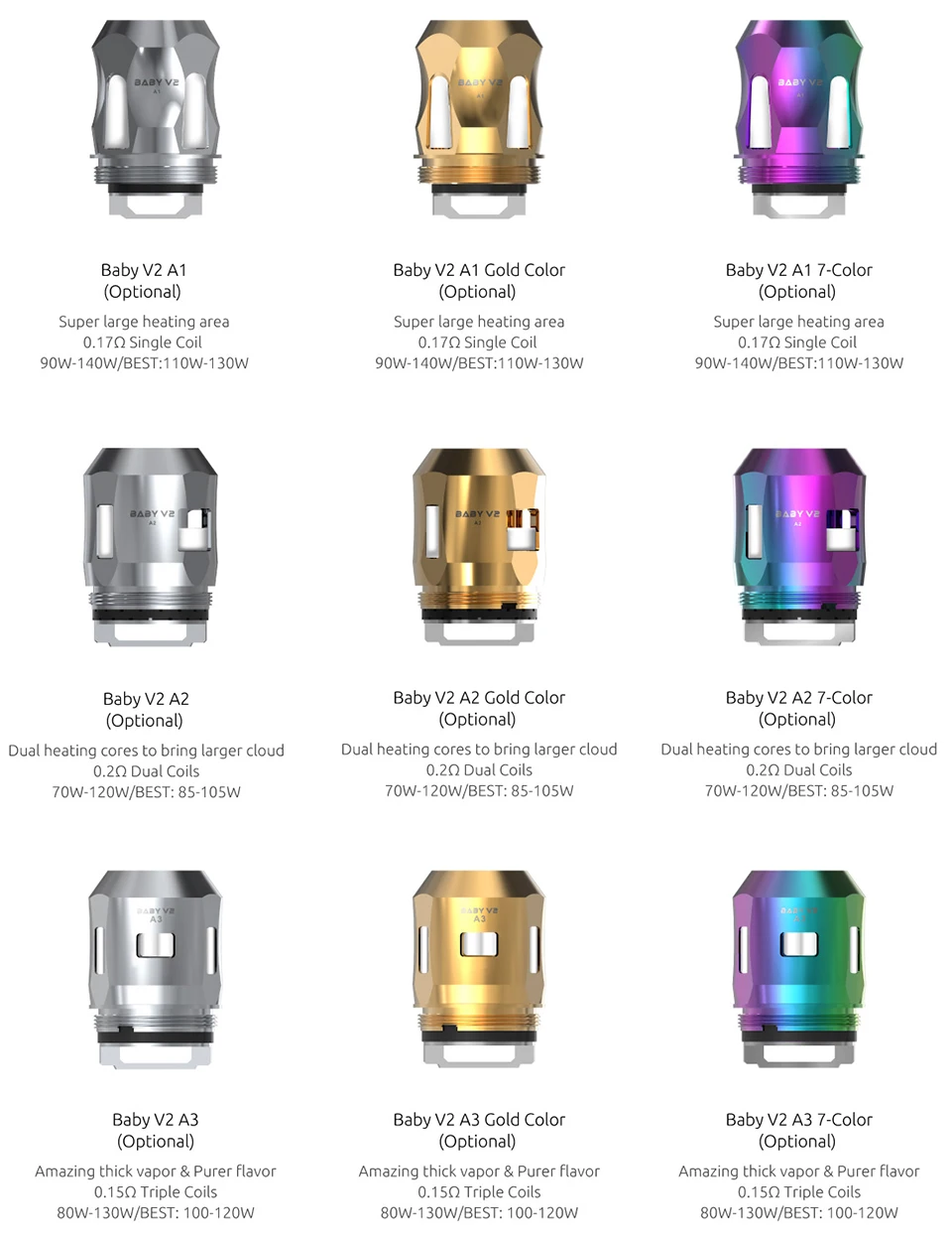 Испаритель SMOK TFV8 Baby V2 A1 A2 A3 S1 S2 K1 K4 для электронной сигареты | Электроника