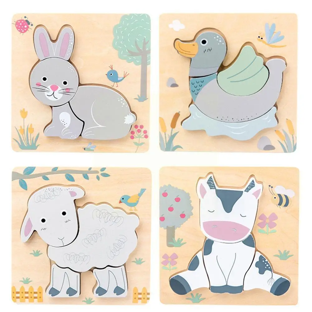 

1 Set Children's Wooden Puzzles Bright Colors And Shapes For 1-2-3 Educational Old And Children's Years Toys Girls Boys J8N7
